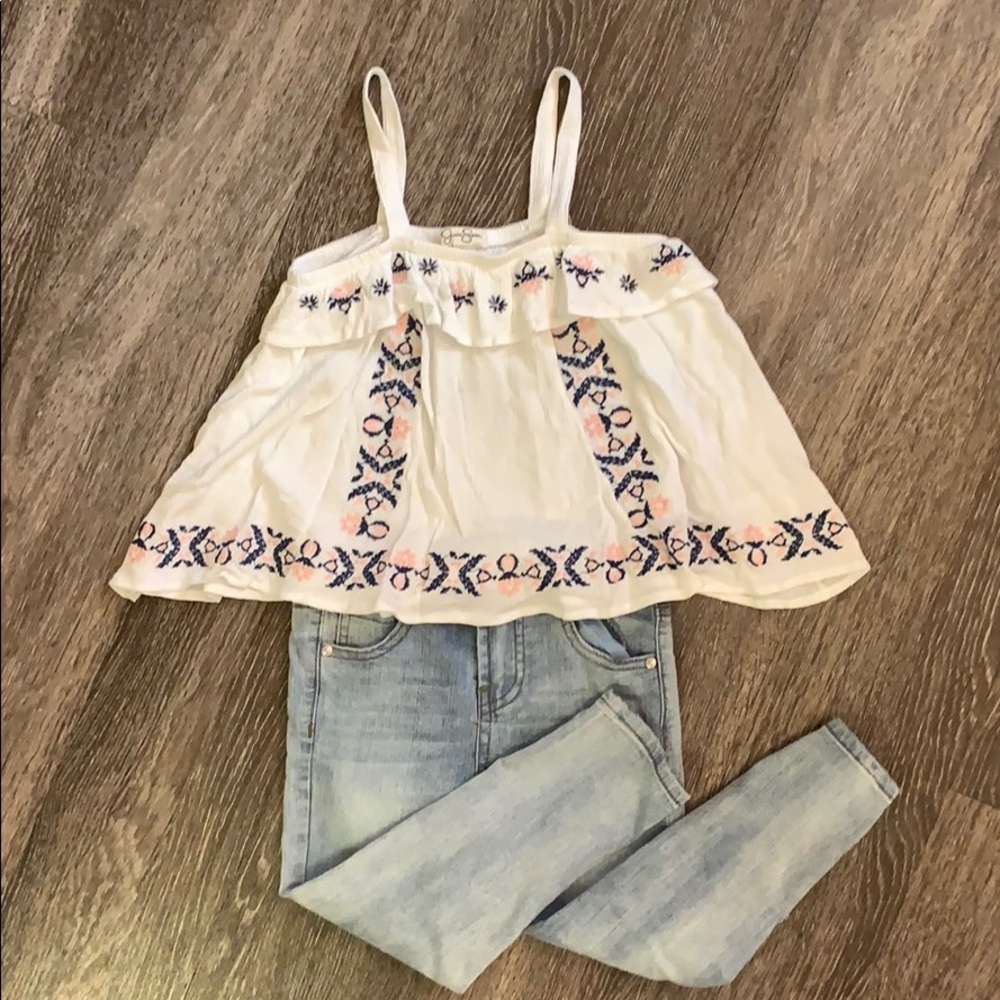 Jessica Simpson Boho Denim 2 Piece Set SZ 6 Girls